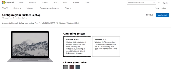 Win10专业版加持！微软Surface Laptop上架：7600元