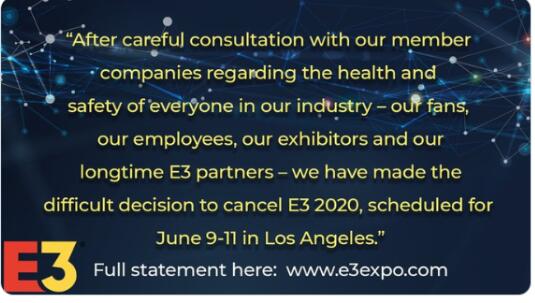 官宣：E3 2020游戏展取消